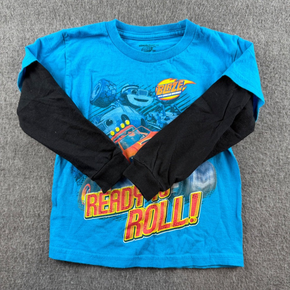 Nickelodeon Blaze and the Monster Machines Shirt Kids 4 Blue Layered Long Sleeve